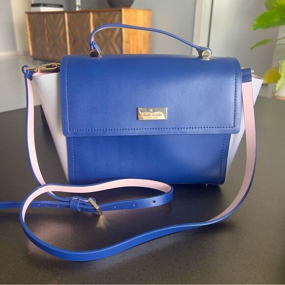 KATE SPADE ♠️ New York Arbour Hill Charline Blue & White Handbag - Picture 1 of 9